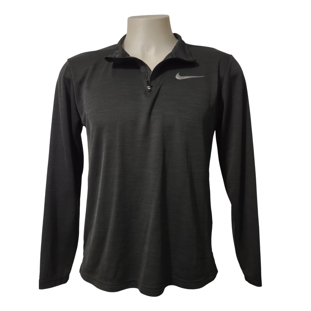 Nike Pullover Mens M Black Dri-FIT Quarter Zip Long‎ Sleeve Training Top Heather